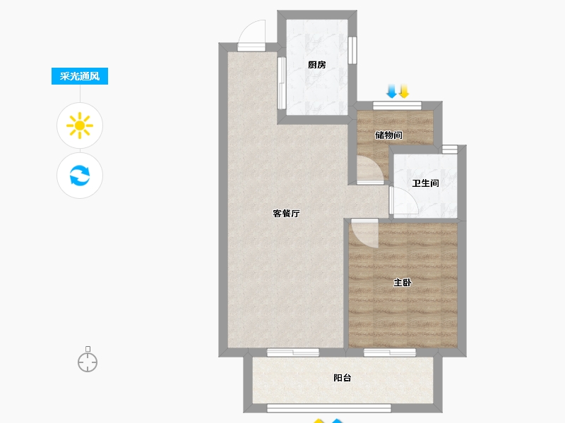 浙江省-嘉兴市-绿地绿禾名邸-57.56-户型库-采光通风