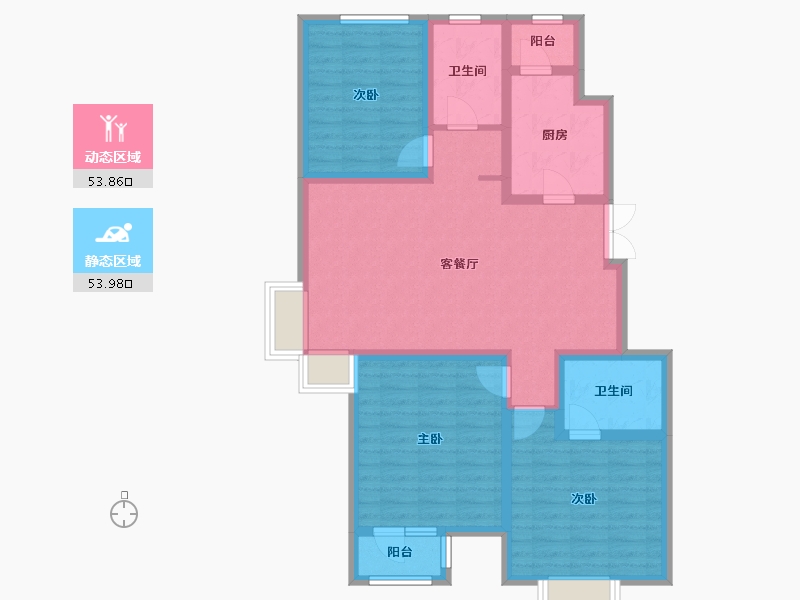 天津-天津市-天房·泊玺苑-95.69-户型库-动静分区