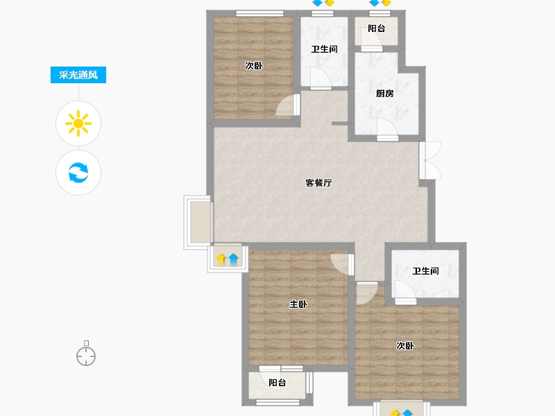 天津-天津市-天房·泊玺苑-95.69-户型库-采光通风