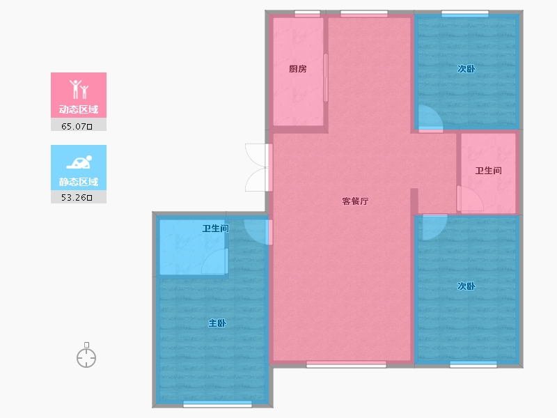 黑龙江省-齐齐哈尔市-黄金海岸-107.50-户型库-动静分区