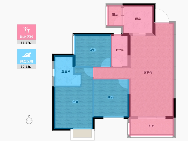 广西壮族自治区-南宁市-华润置地西园望江-82.65-户型库-动静分区