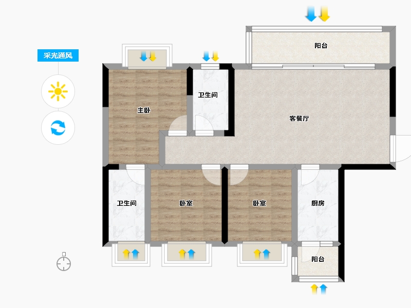 贵州省-安顺市-华腾熙悦府-87.76-户型库-采光通风