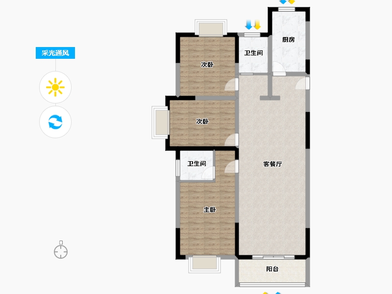 河南省-南阳市-一品新天地-109.15-户型库-采光通风