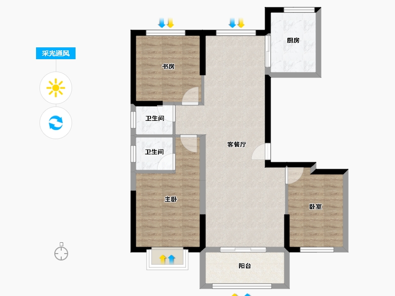 山西省-临汾市-石化小区二期-84.84-户型库-采光通风