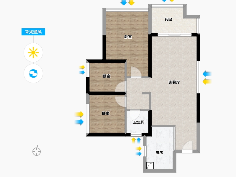 广东省-中山市-雅居乐万象郡峯汇-70.00-户型库-采光通风