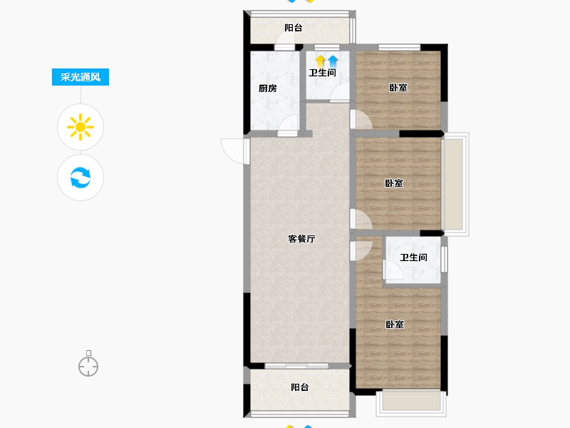 河南省-安阳市-中茂玖悦府-101.95-户型库-采光通风