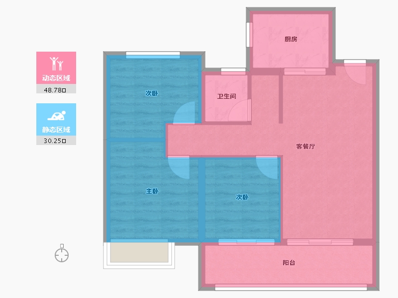 江苏省-南京市-玖华府-70.94-户型库-动静分区