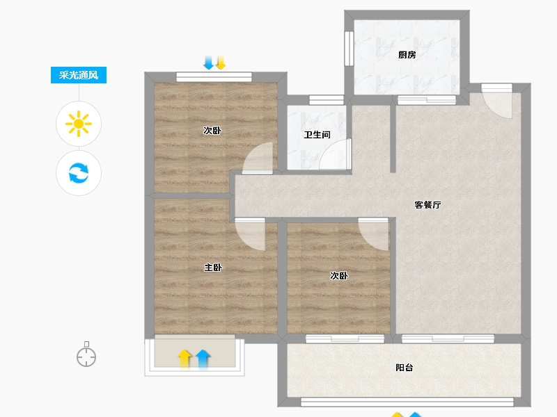 江苏省-南京市-玖华府-70.94-户型库-采光通风