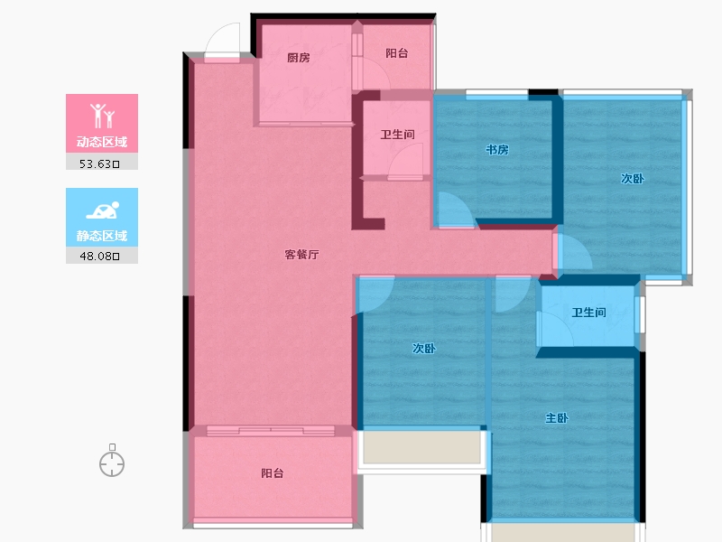 广西壮族自治区-崇左市-南湖三千院-90.44-户型库-动静分区