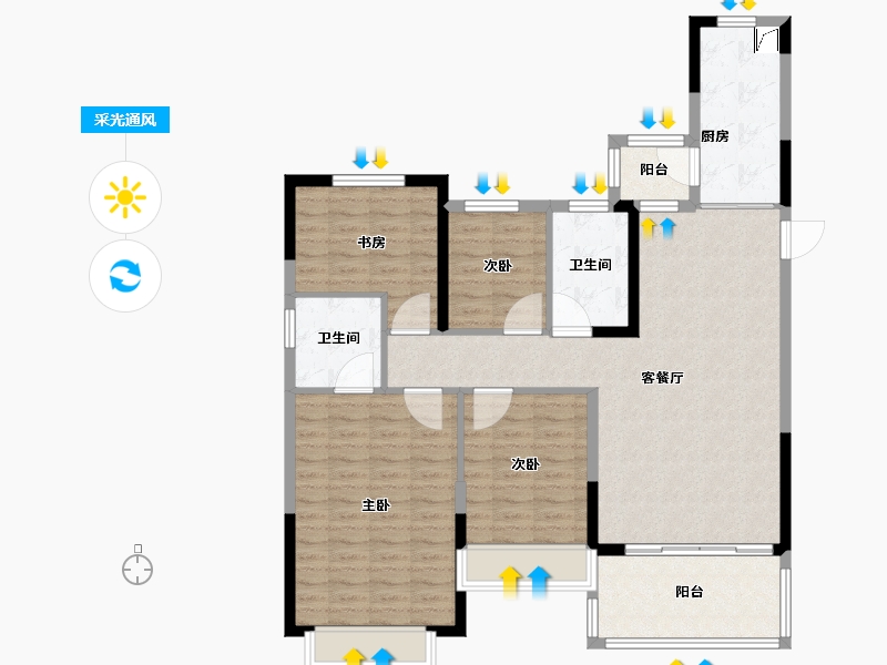 浙江省-湖州市-湖州恒大珺睿府-111.20-户型库-采光通风