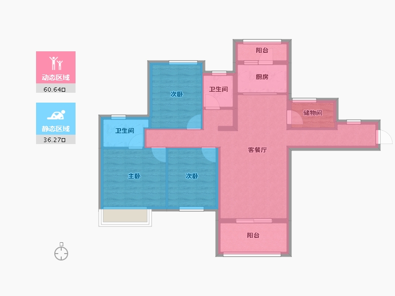 安徽省-宿州市-翔豪·新都-85.70-户型库-动静分区