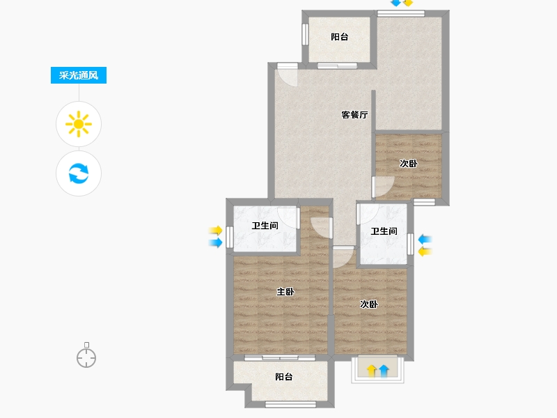 福建省-南平市-建瓯三江国际-80.67-户型库-采光通风