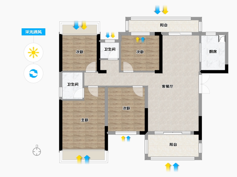 湖南省-益阳市-德大揽胜-98.95-户型库-采光通风