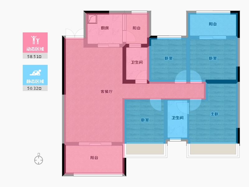 四川省-南充市-亿春紫荆华府-95.54-户型库-动静分区