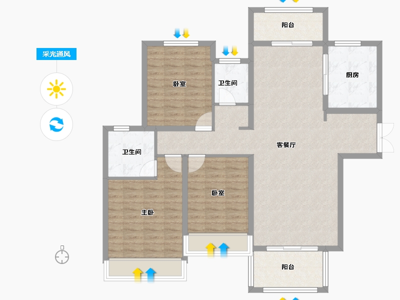 河南省-南阳市-邓州建业城-109.38-户型库-采光通风