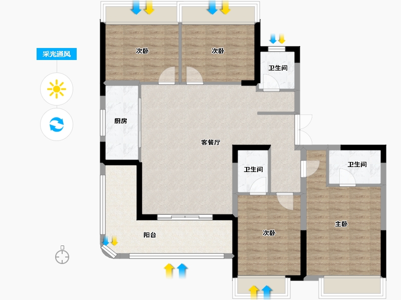 河南省-焦作市-博园•澜庭叙-114.40-户型库-采光通风