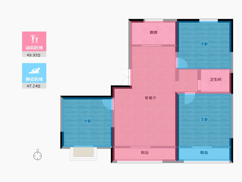 甘肃省-天水市-秦都·铂金峰范-87.21-户型库-动静分区