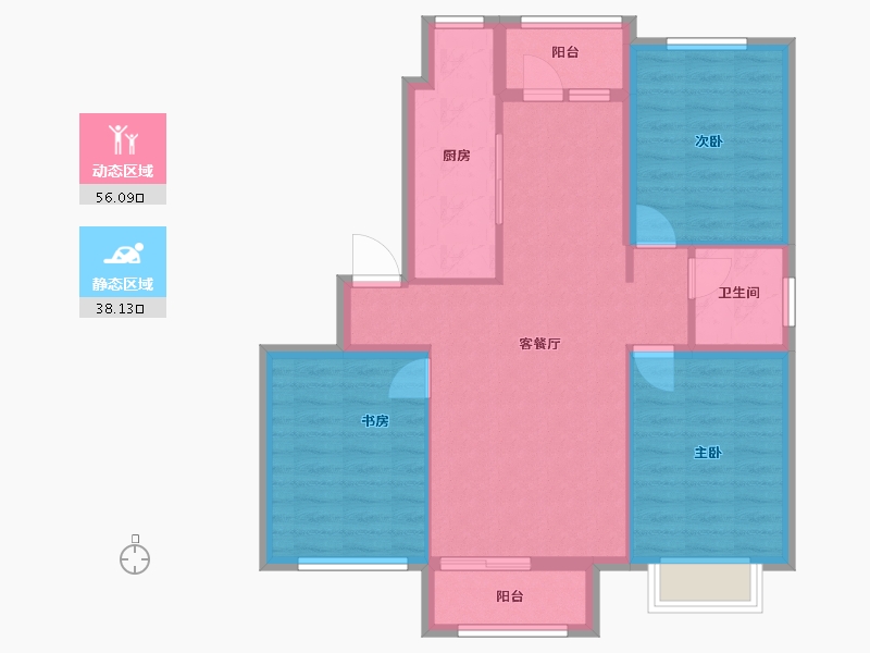 辽宁省-朝阳市-宏运凤凰新城一期-84.68-户型库-动静分区