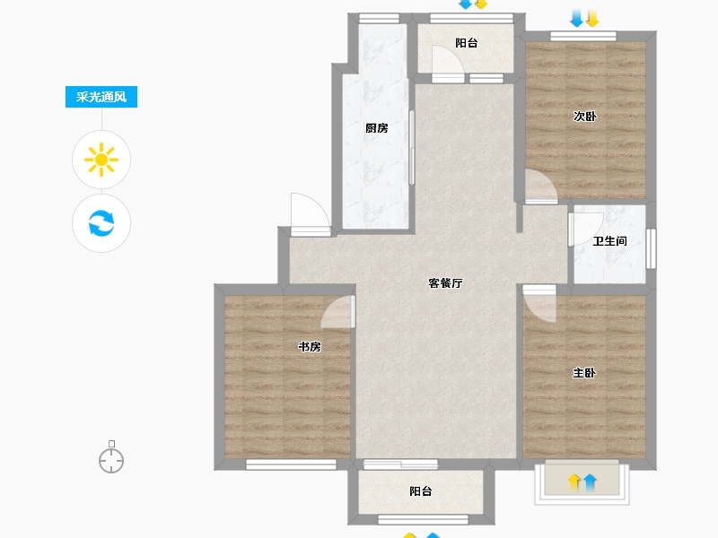 辽宁省-朝阳市-宏运凤凰新城一期-84.68-户型库-采光通风