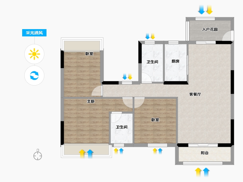 湖南省-衡阳市-瓏湾国际-91.83-户型库-采光通风