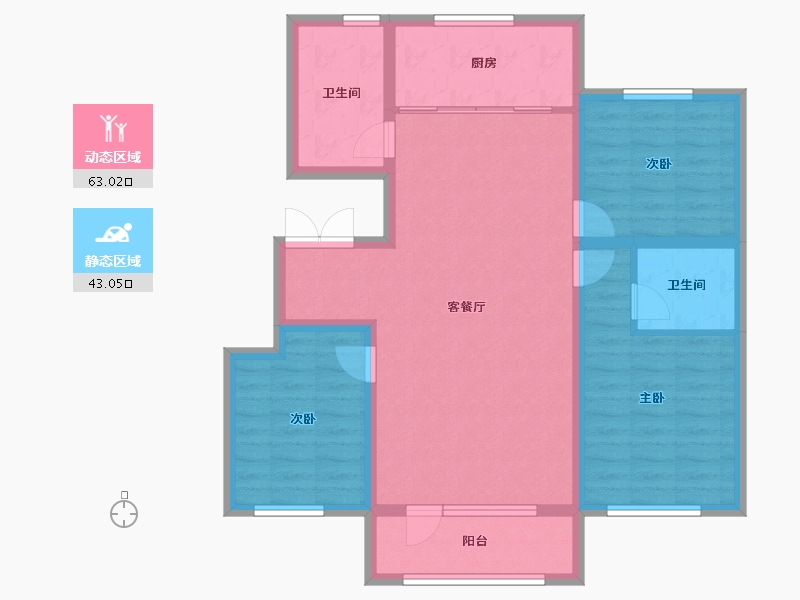 辽宁省-沈阳市-吴中桃花源一期御园-94.93-户型库-动静分区