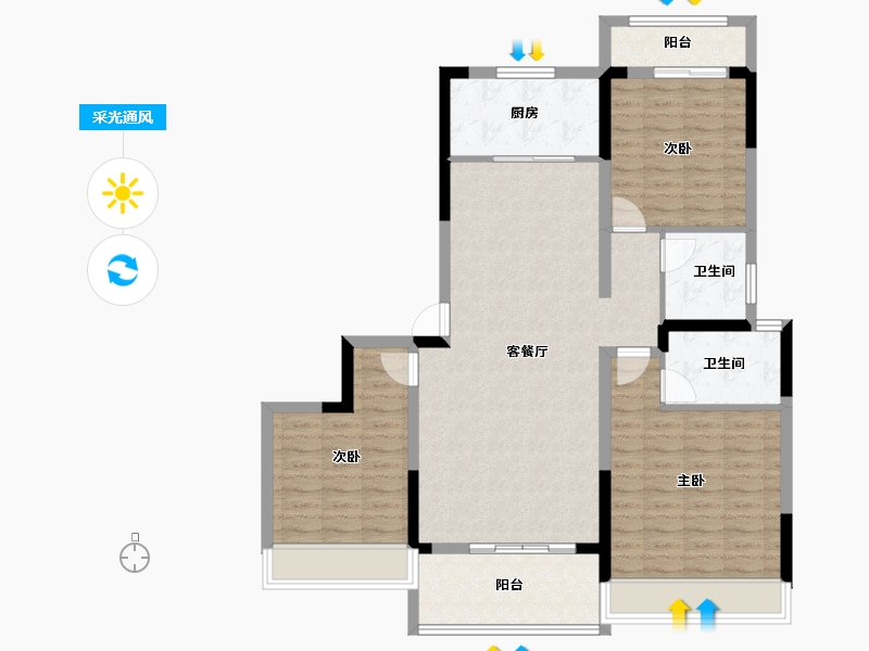 河南省-信阳市-华府书香苑五期-108.87-户型库-采光通风