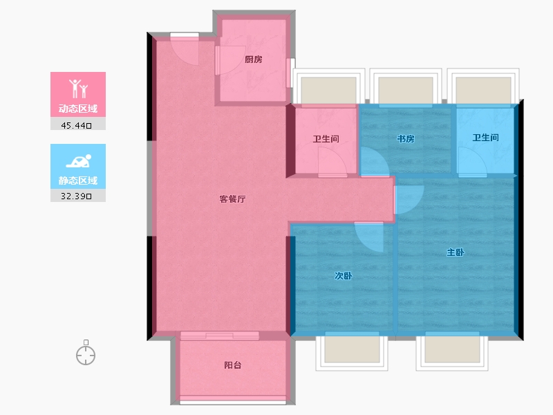 福建省-福州市-中庚香山小镇-70.00-户型库-动静分区