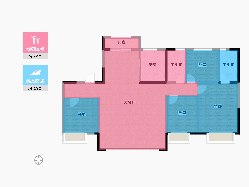 新疆维吾尔自治区-乌鲁木齐市-乌鲁木济碧桂园三期-118.40-户型库-动静分区