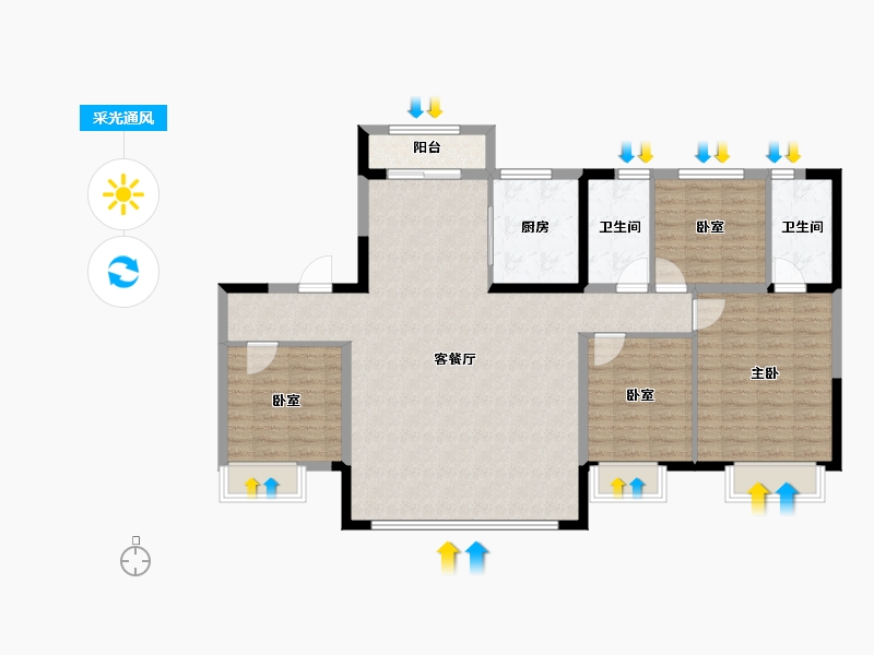 新疆维吾尔自治区-乌鲁木齐市-乌鲁木济碧桂园三期-118.40-户型库-采光通风