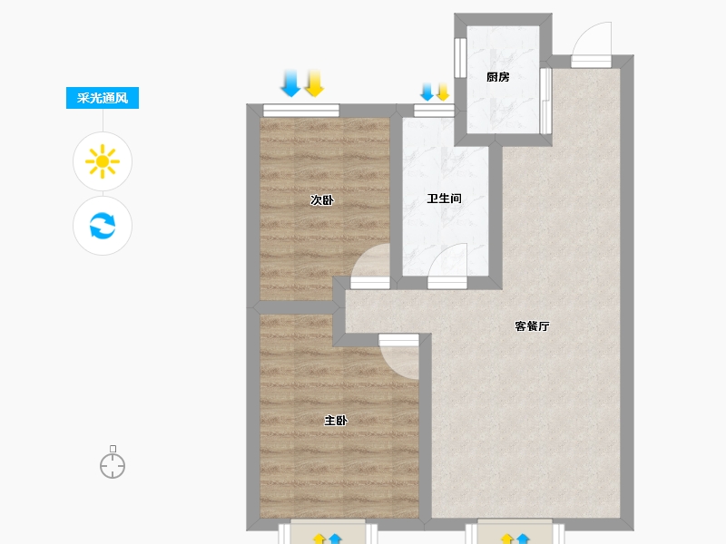 新疆维吾尔自治区-乌鲁木齐市-白鸟湖龙玺台-57.35-户型库-采光通风