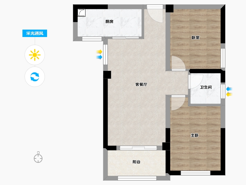 安徽省-宿州市-恒福新城A区-57.90-户型库-采光通风