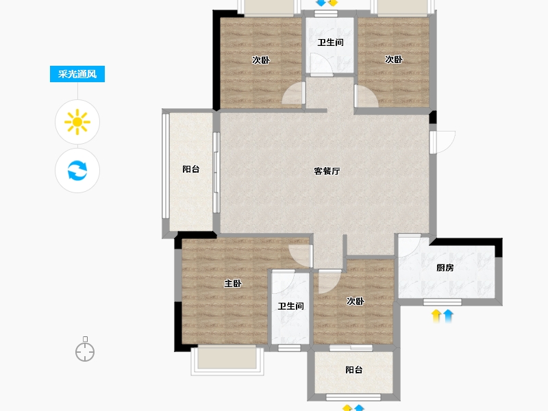 福建省-南平市-新城中心·澜庭-97.80-户型库-采光通风