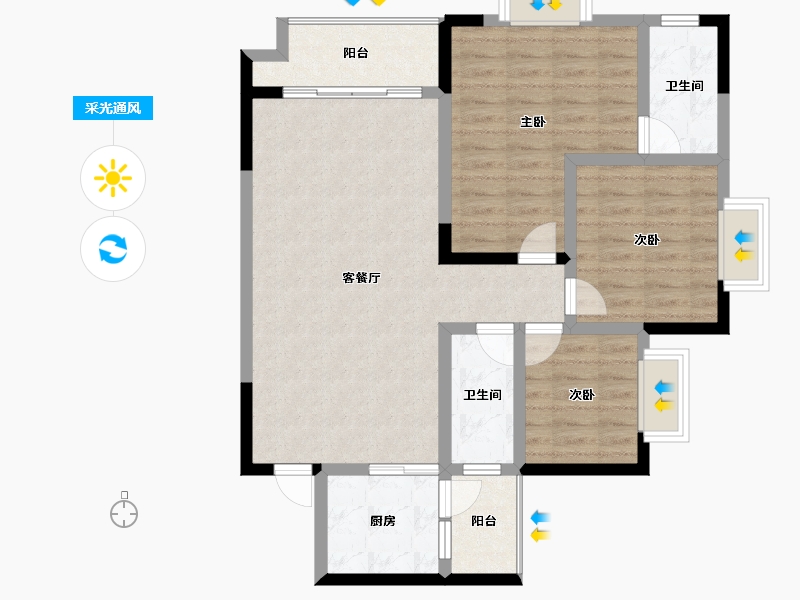 贵州省-六盘水市-徳坞利民小区-88.92-户型库-采光通风