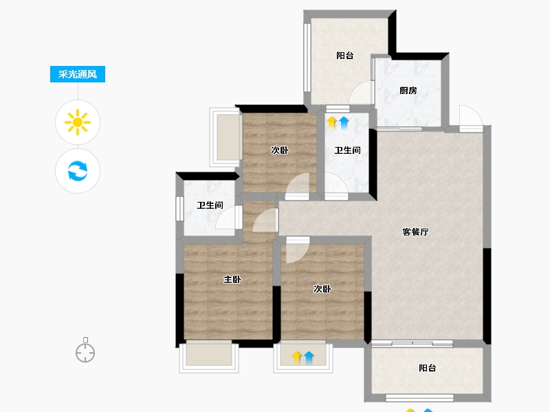 四川省-南充市-天合丽景君悦府-81.18-户型库-采光通风