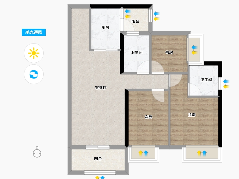 福建省-南平市-鑫盛富贵名门-69.86-户型库-采光通风