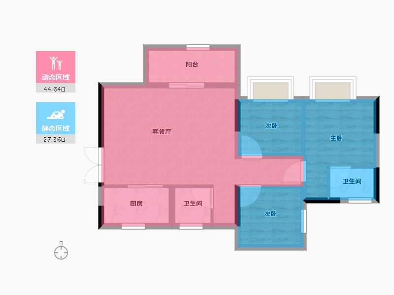 四川省-遂宁市-和喜·公园里-63.91-户型库-动静分区