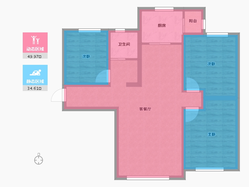 新疆维吾尔自治区-乌鲁木齐市-紫金城阅西湖-74.57-户型库-动静分区