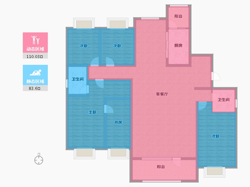 内蒙古自治区-乌兰察布市-兴泰·锦绣华城二期-174.00-户型库-动静分区