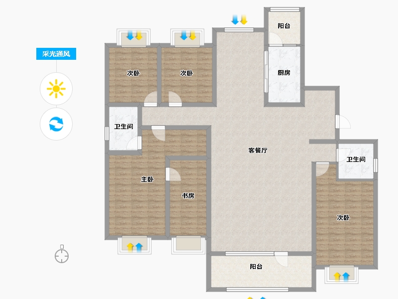 内蒙古自治区-乌兰察布市-兴泰·锦绣华城二期-174.00-户型库-采光通风