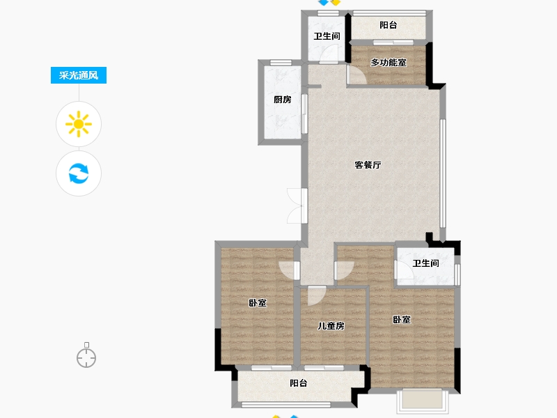 浙江省-湖州市-碧桂园黄金时代-112.00-户型库-采光通风