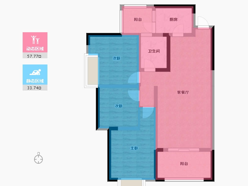 贵州省-黔南布依族苗族自治州-千景·樾园-80.57-户型库-动静分区