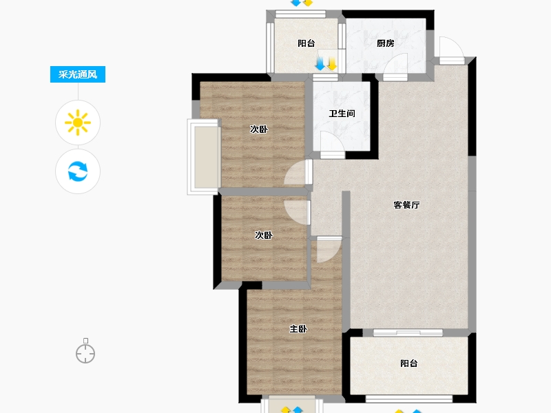 贵州省-黔南布依族苗族自治州-千景·樾园-80.57-户型库-采光通风