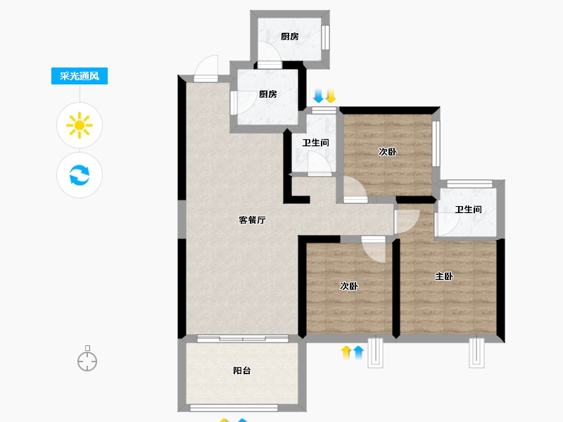 四川省-南充市-嘉和·天悦尚嶺-78.76-户型库-采光通风