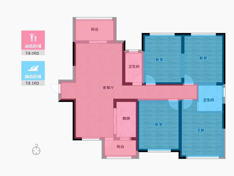 四川省-绵阳市-品润枫景壶-102.40-户型库-动静分区