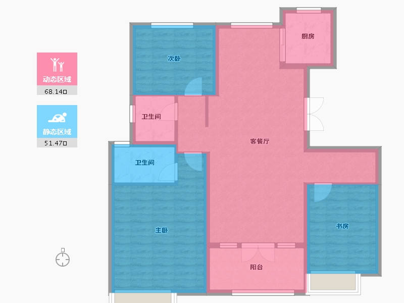 山东省-济宁市-星悦城*和园-108.00-户型库-动静分区