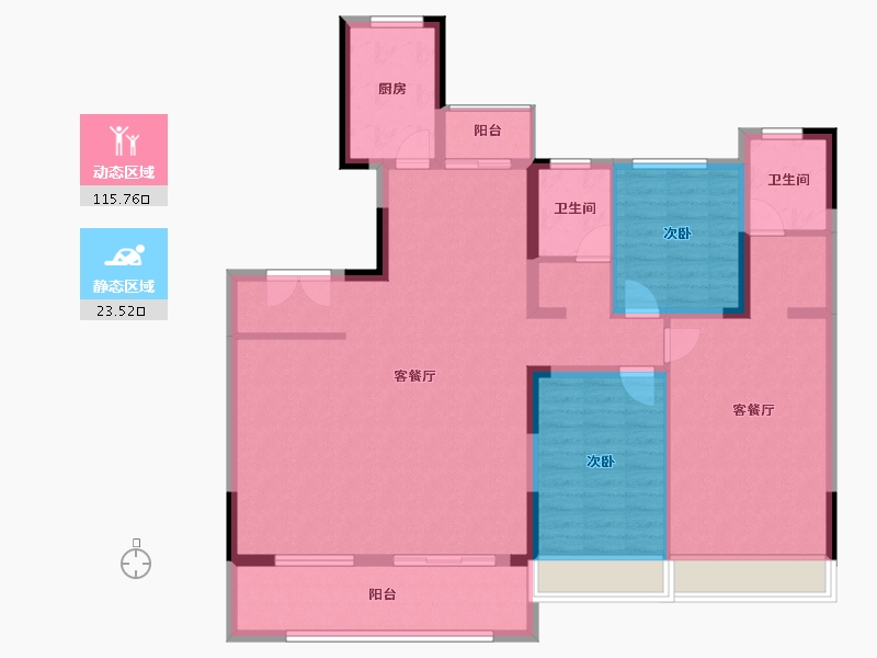 河南省-信阳市-华府书香苑五期-125.82-户型库-动静分区