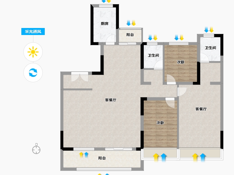 河南省-信阳市-华府书香苑五期-125.82-户型库-采光通风