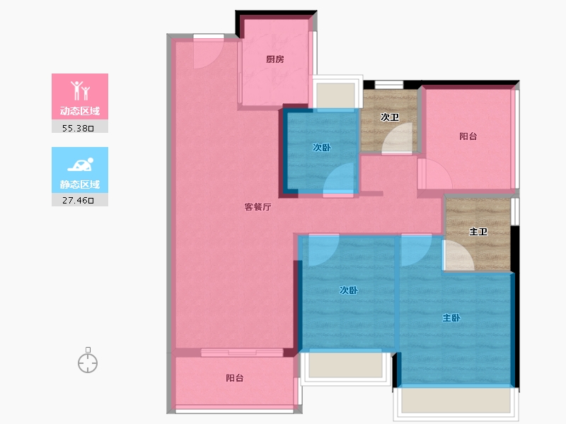 广东省-佛山市-建发融创雅居乐和玺-81.05-户型库-动静分区