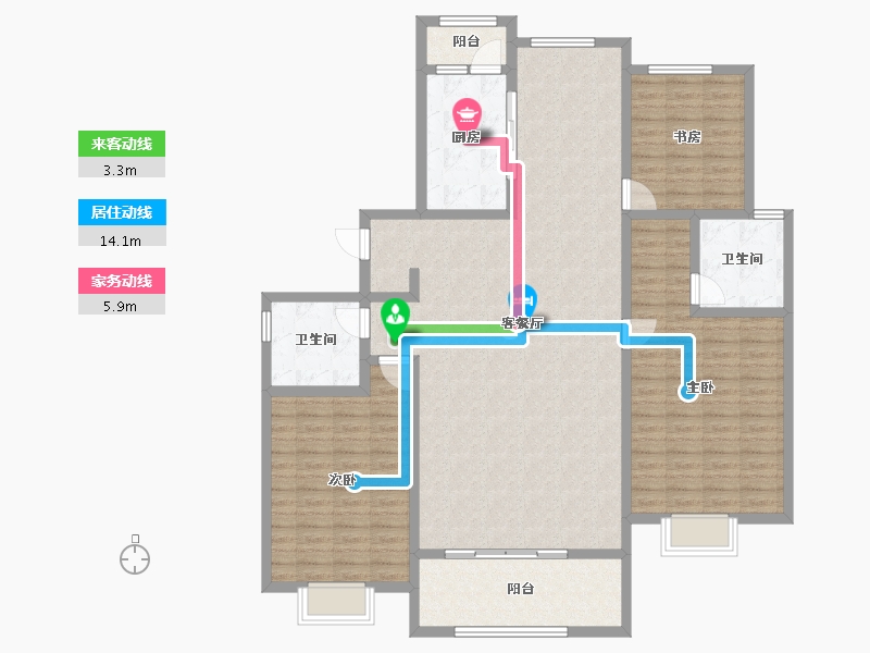 内蒙古自治区-乌兰察布市-兴泰·锦绣华城二期-142.65-户型库-动静线