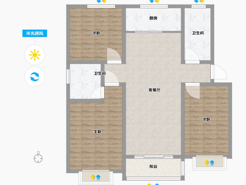 山东省-德州市-锦纺家园-115.00-户型库-采光通风